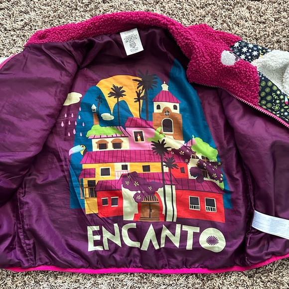 Disney Encanto faux Shearling Teddy colorful zip up jacket kids size 13 - Picture 16 of 17